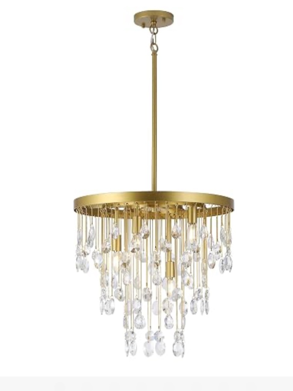 NIB CNRATYE Clear Hand Cut Crystal Round Chandelier Light 4-Light Modern Gold